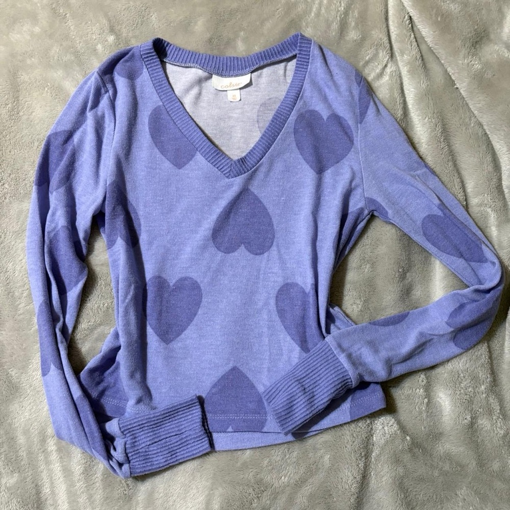 Purple Hearts Sweater Colsie